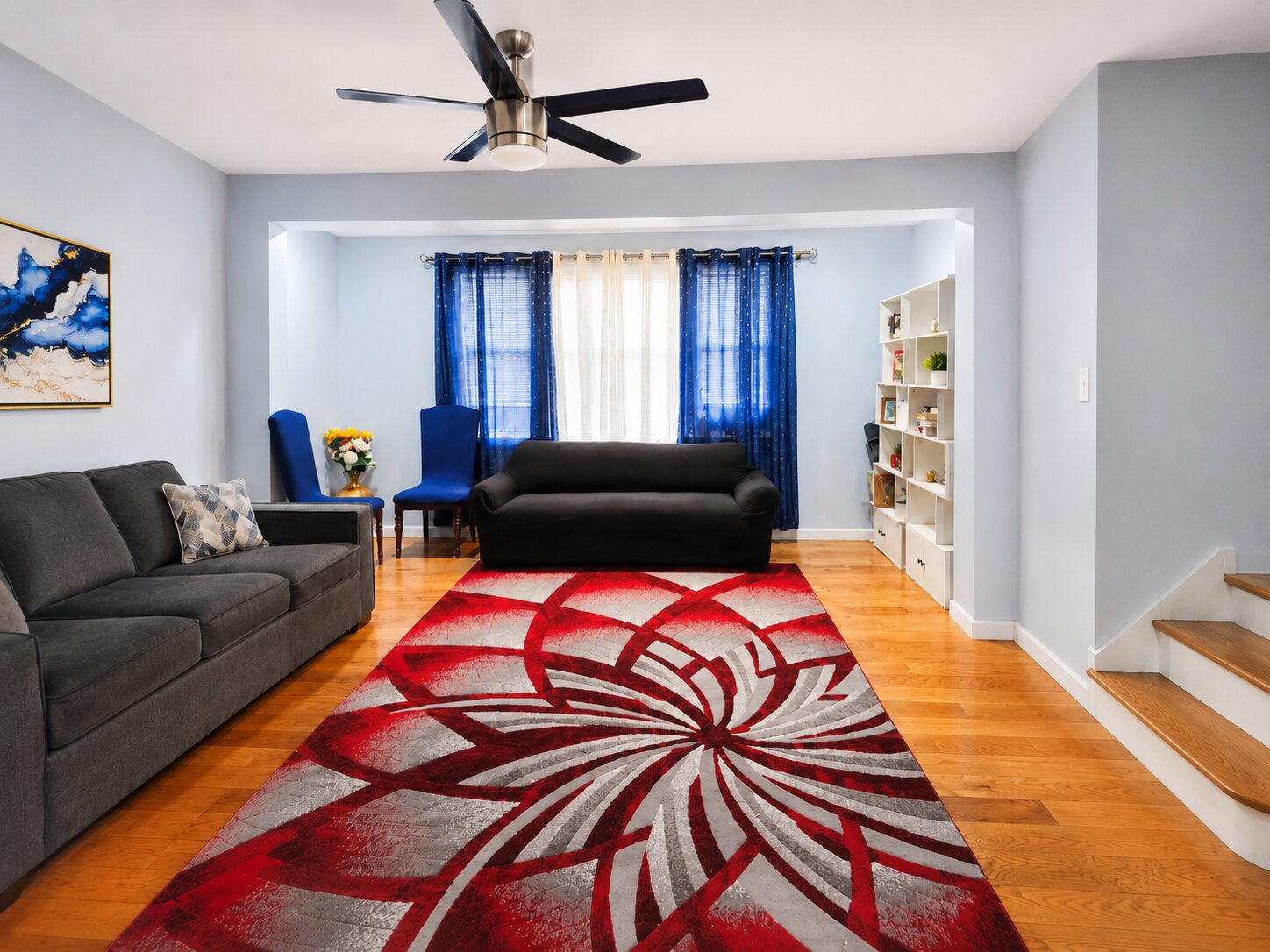 A bright, welcoming living room inside the home