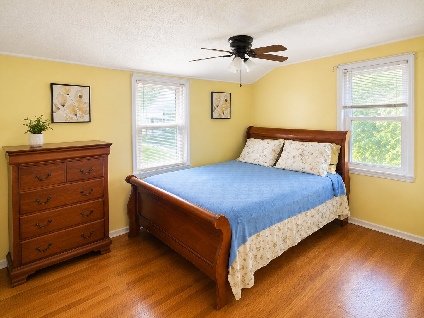 A bright, comfortable resident bedroom in the home